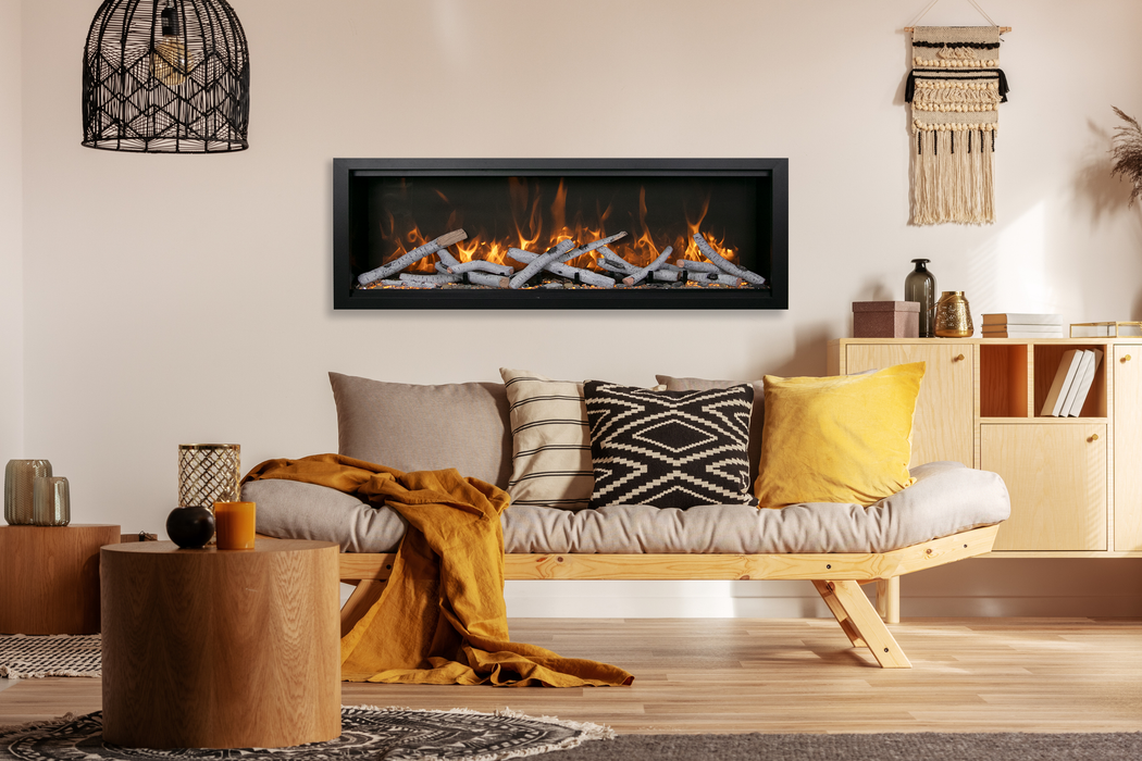 Symmetry Bespoke - 50" Indoor / Outdoor Electric Built In Fireplace featuring, WiFi Compatibilty & Bluetooth Connectivity, MultiFunction Remote, and a Selection of Media Options