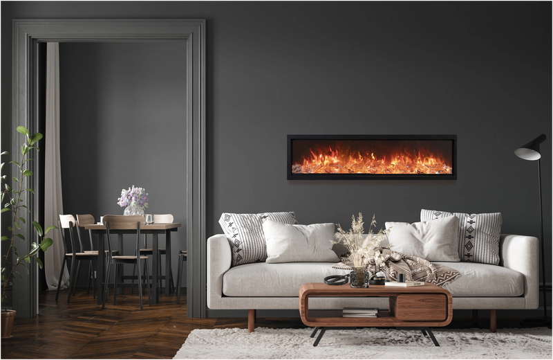 Symmetry Bespoke - 50" Indoor / Outdoor Electric Built In Fireplace featuring, WiFi Compatibilty & Bluetooth Connectivity, MultiFunction Remote, and a Selection of Media Options