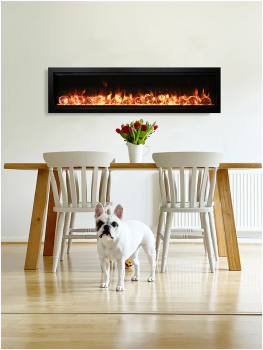 Symmetry Bespoke - 50" Indoor / Outdoor Electric Built In Fireplace featuring, WiFi Compatibilty & Bluetooth Connectivity, MultiFunction Remote, and a Selection of Media Options