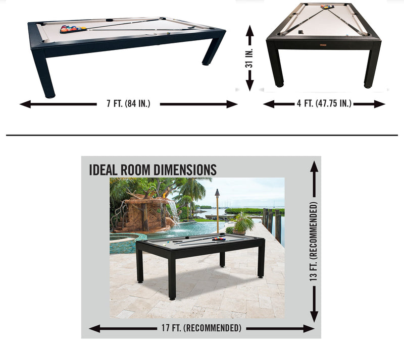 Panama Jack Indoor / Outdoor Billiards Aluminum Pool Table w/Sunbrella Fabric