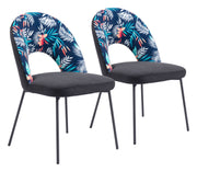 Merion Dining Chair (Set of 2) Multicolor Print & Black