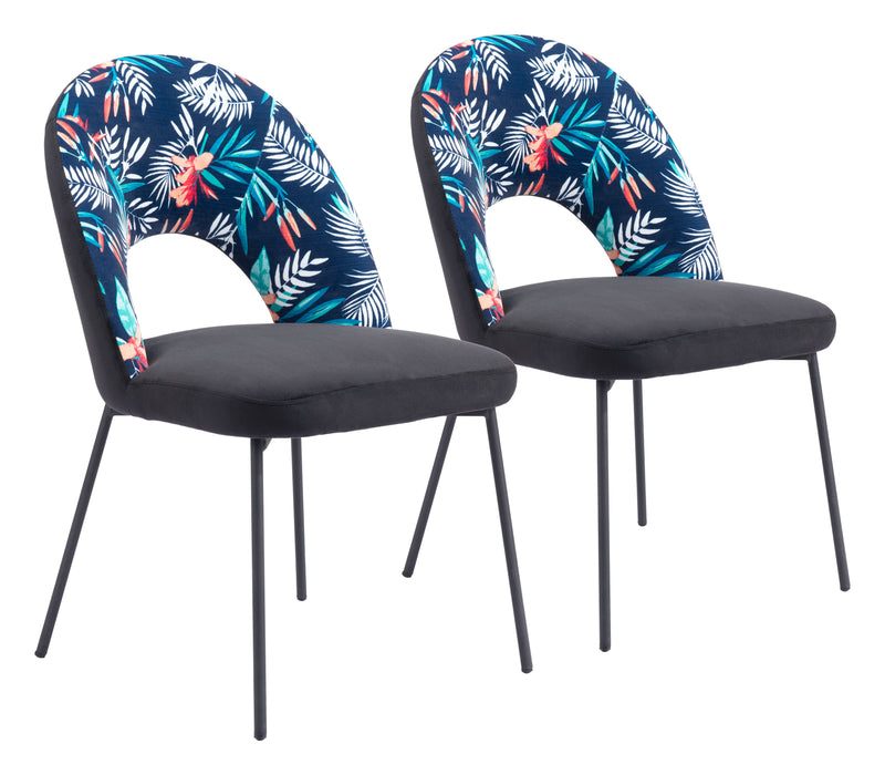Merion Dining Chair (Set of 2) Multicolor Print & Black