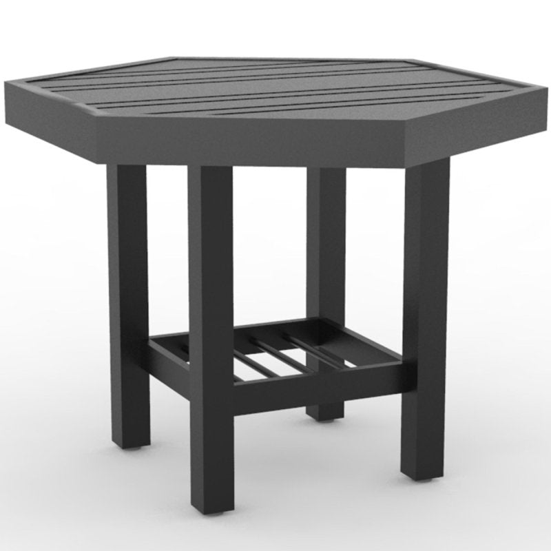 Tri-Slat Hexagonal Side Table Tops with Elite Bases and Extension Tables