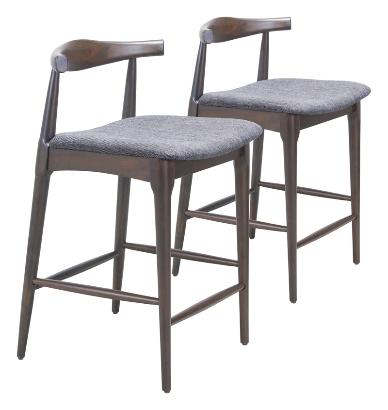 Tuzka Counter Stool (Set of 2) Gray & Espresso