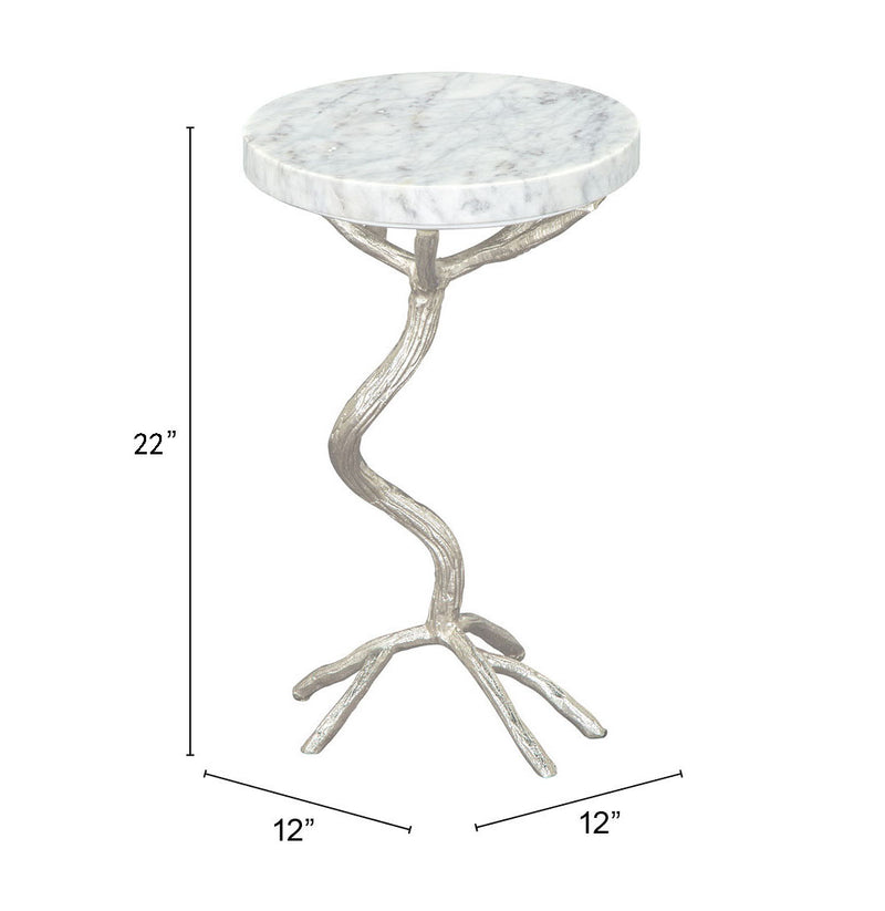 Joel Side Table White & Silver