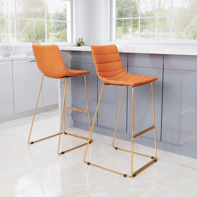 Adele Barstool (Set of 2) Orange & Gold
